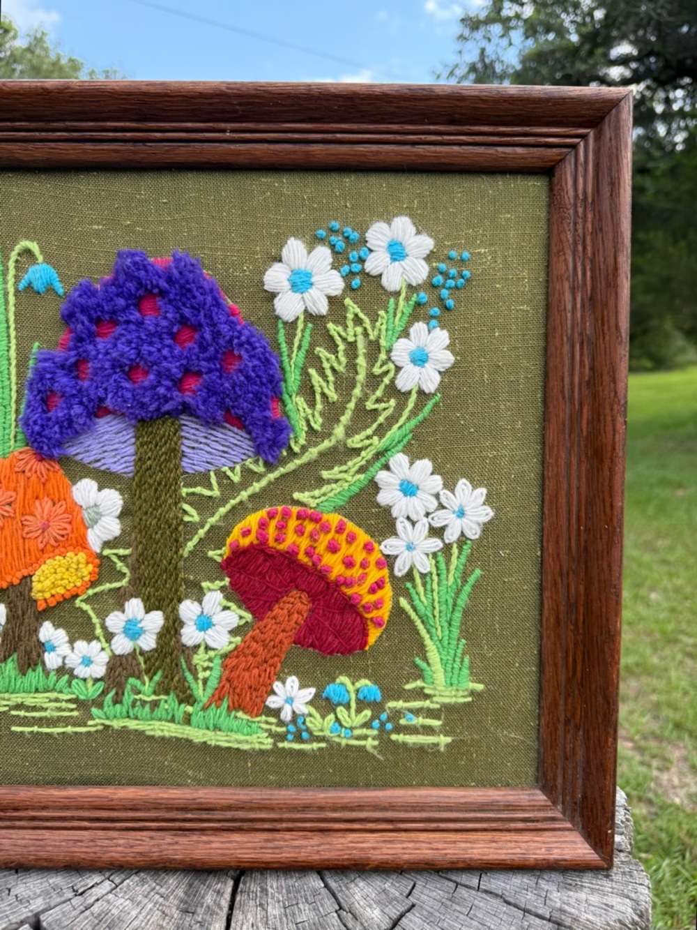 Vintage Crewel Mushroom Wall Art - Picture 3 of 4